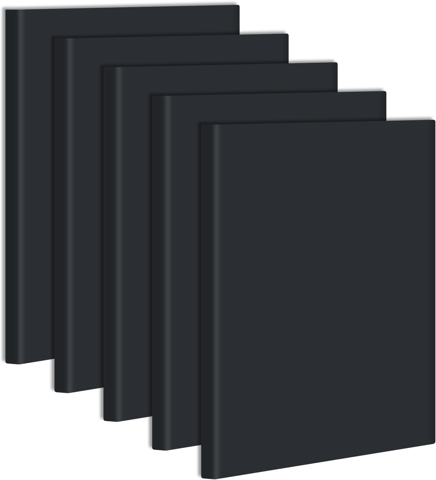 Tenceur 5 Pcs A4 College Ruled Notebook 8.5'' x 11'' Lined Journal 200 Pages Lined Artificial Leather Sketchbook for Writing Office School Business Home Gifts Supplies (Black)