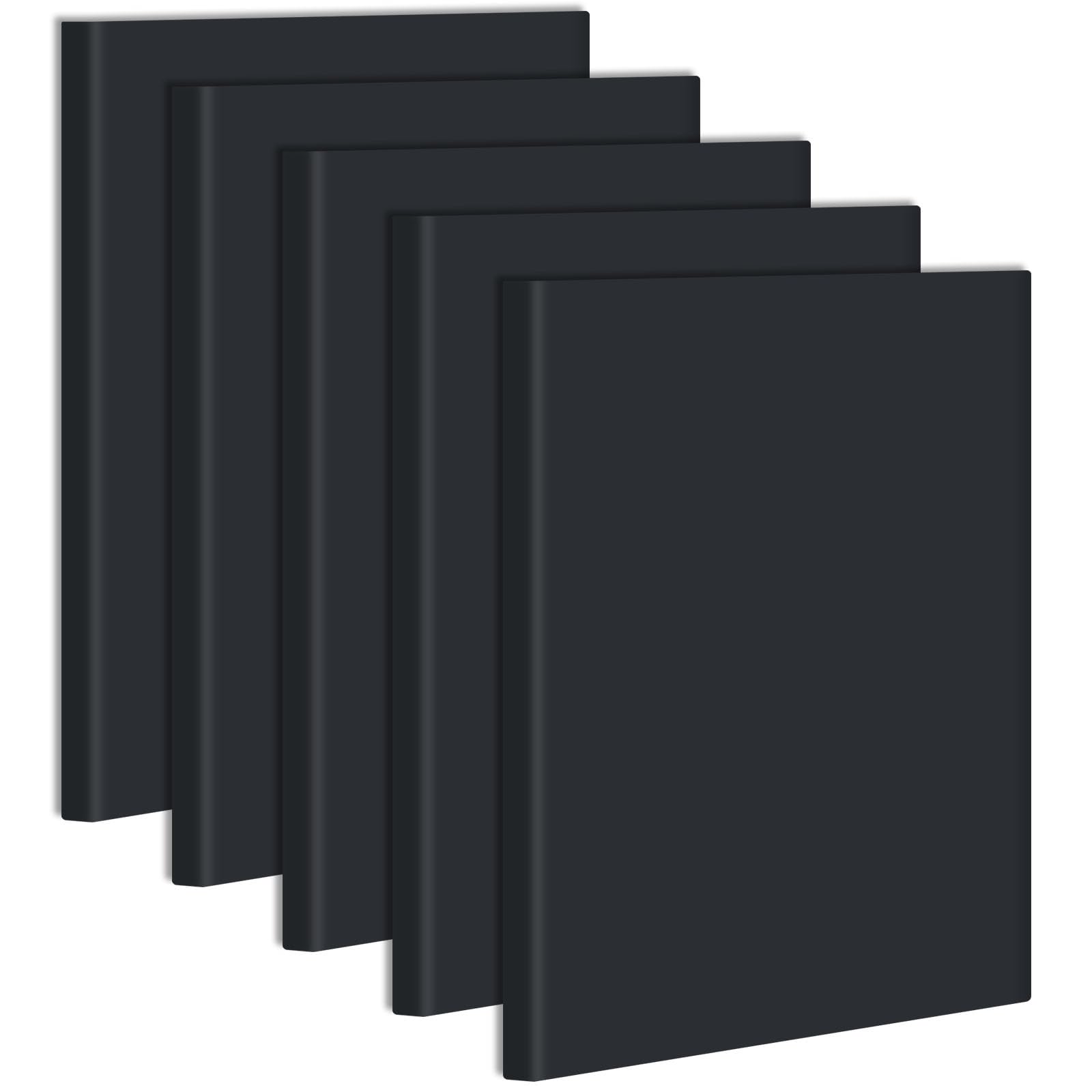 Tenceur 5 Pcs A4 College Ruled Notebook 8.5'' x 11'' Lined Journal 200 Pages Lined Artificial Leather Sketchbook for Writing Office School Business Home Gifts Supplies (Black)