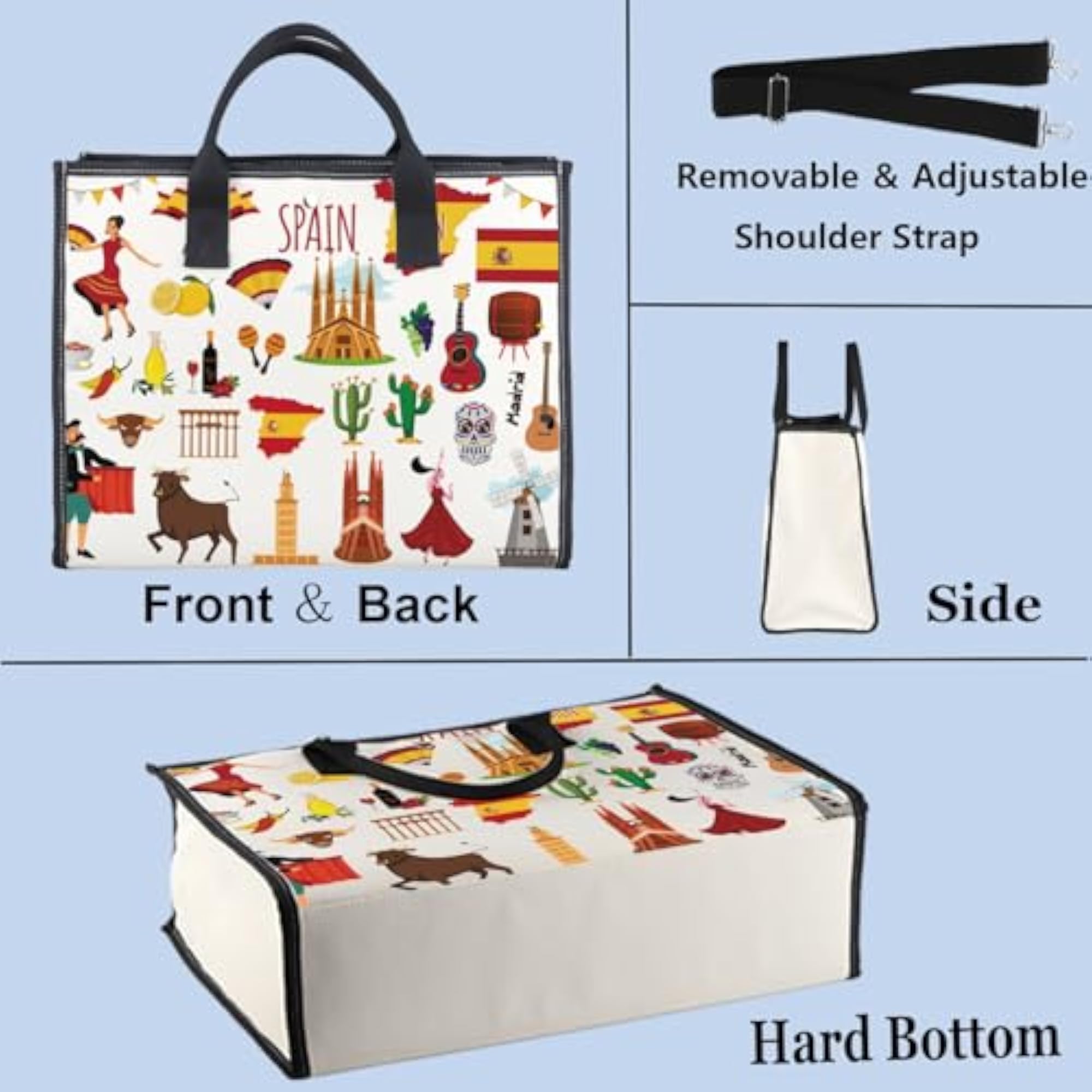 Spain Travel Makeup Bag, Souvenir Gift Pouch