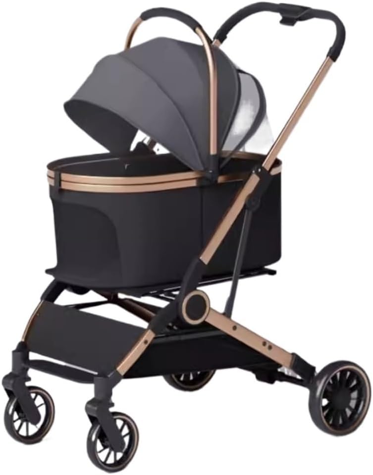 Stroller for Cats Dog Stroller Folding Pet Stroller 3 in 1 Cat Dog Stroller with Detachable Carrier Storage Basket 4 Wheels for Medium Small Dogs Cats Pet Carrier Strolling Cart(Grey)