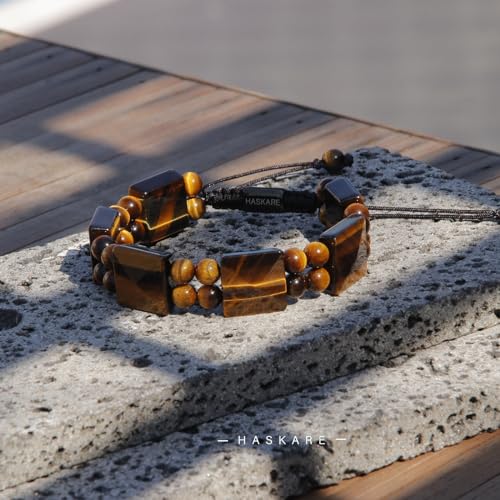 HASKARE Healing Stone Tiger Eye Crystal Bracelets for Men, Gifts for Him Natural Protection Crystals Mens Bracelet Beads, Tigers Eye Bracelet Unique Jewelry Personalize Gift Energy Bracelets for Men4