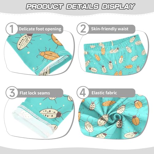 Wusikd Cute Insects Girls' Leggings Toddler Doodles Lines Kids Yoga Pants Dance Active Tights 4T3