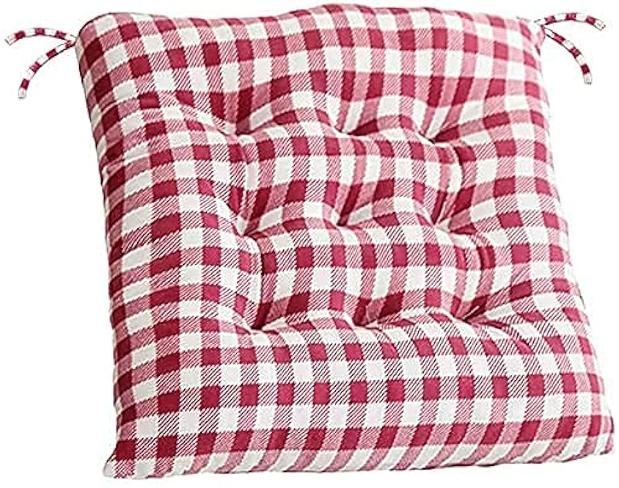Amazon.co.jp: 正方形のチェック柄の椅子クッション、厚くて