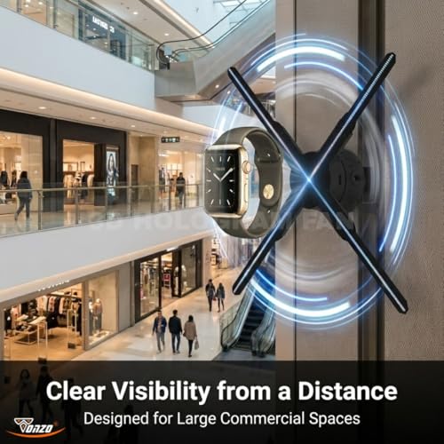 Image of TONZO 80 cm 3D Hologram Fan Display | 4 Blade LED Holographic Advertising Projector with App & Remote Control, Video & Photo Display | Digital Display for Shop, Store Signs, Bar, Events & Promotion