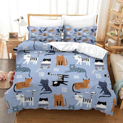 Parure couette chat 3D hypoallergénique ultra douce zippée