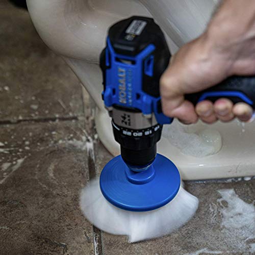 RotoScrub Bathroom Cleaning Scrub Pads + Drill Powered Scrub Brush - Drill Accessory Combo Kit