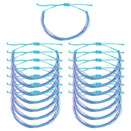 15pcs Suicide Prevention Awareness Bracelets, Cyan and Purple Suicide Prevention Bracelets Braided Awareness Bracelets Safety Awareness Bracelets for Men Women