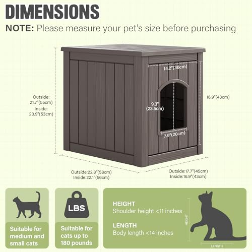 Image of Cat Litter Box Enclosure, Feral Outdoor Cat Enclosure Weatherproof for Winter Outside, Litter Box Furniture Fit Litter Box, Sturdy Resin Shelter for Living Room, Easy to Assemble, Grey