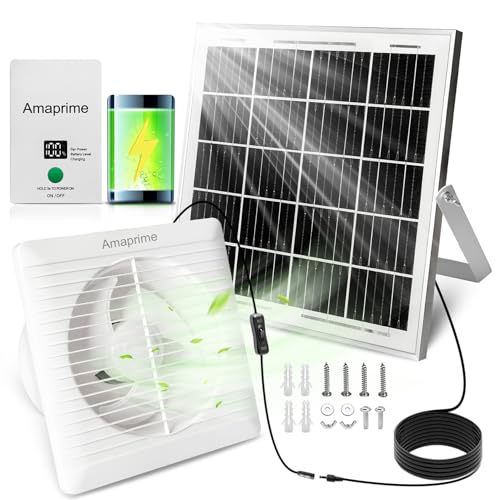 Solar Fan with Battery,25W 8" Solar Panel Fan Kit with