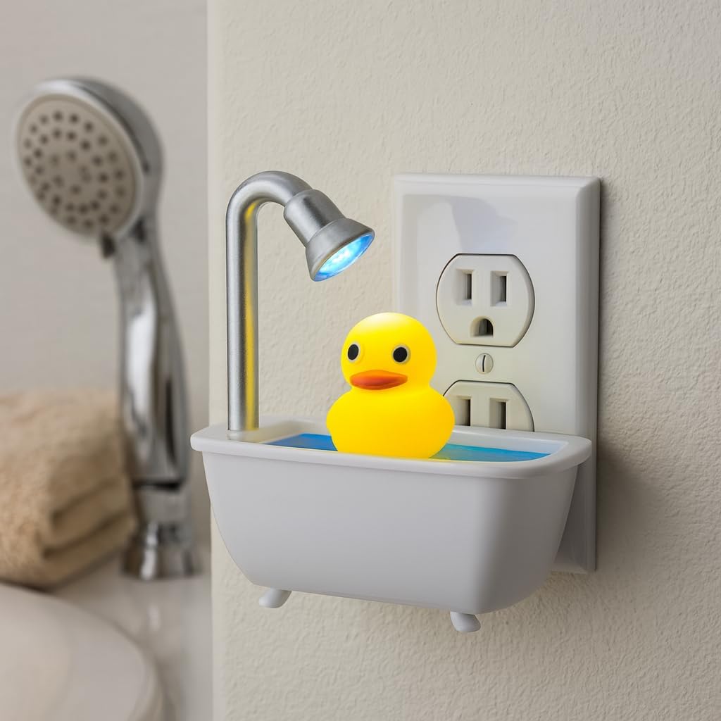 Meridian LED Duck in a Tub Automatic Night Light, Plug-in Sensor Lamp for Bathroom, Bedroom & Nursery Décor – Energy Efficient Soft Warm Glow (1 Pack)