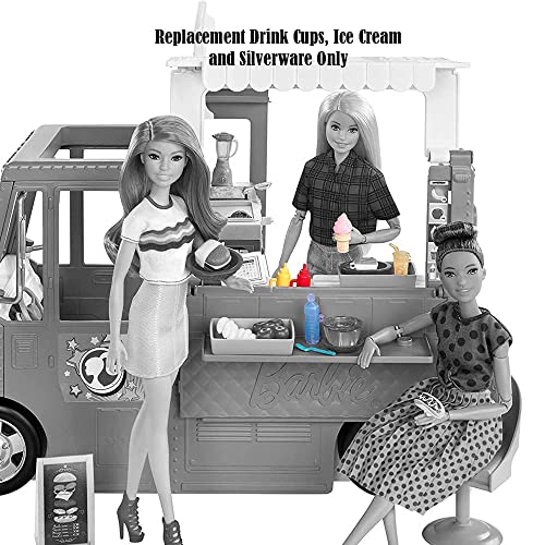 Barbie Replacement Parts For Fresh 'N Fun Food Truck Doll Playset - Gmw07 ~ Replacement Drink Cups, Ice Cream And Silverware #TOP2
