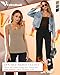 Velvelhall 3 Pack Women's Thermal Tank Tops, Fleece Lined Raw Hem Sleeveless Tops Camisole Warm Square Neck Base Layer Vest(Black, Khaki, Dark Brown,Small)