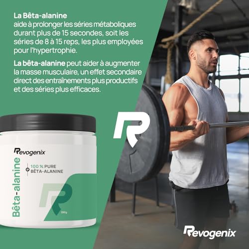 Bêta-Alanine | Poudre Pré-Workout 100% Pure | 83 Portions | Booster d’Entrainement | Force et Endurance | Contre les Crampes et Courbatures | Musculation et Fitness | 250g de Poudre Vegan | Revogenix – Image 5