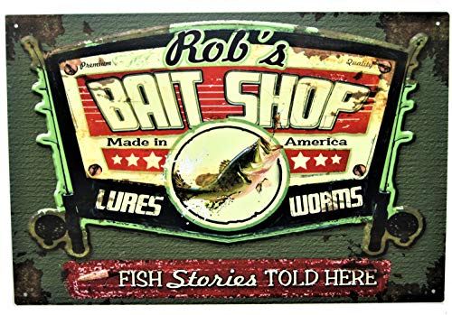 Tin Sign Shop | Vintage Tin Bait Shop Sign | Personalized for Your Specific Needs | Rectangle 12X18 inches