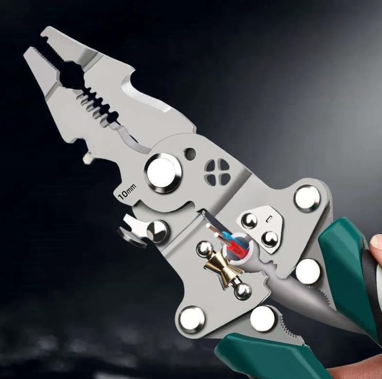 1 pcs 18 in 1 Wire Stripper, Multifunctional Foldable Professional WireStripper, Wire Crimper electrician Tool,Multipurpose Hand Tool with Non-slip Grip for Cable Strippers