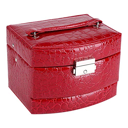 Zerodis Boîte à Bijoux avec Miroir Coffret pour Bijoux Pésentoirs avec Boucle Moderne Cadeau Vintage pour Les Femmes (Rouge) Cover