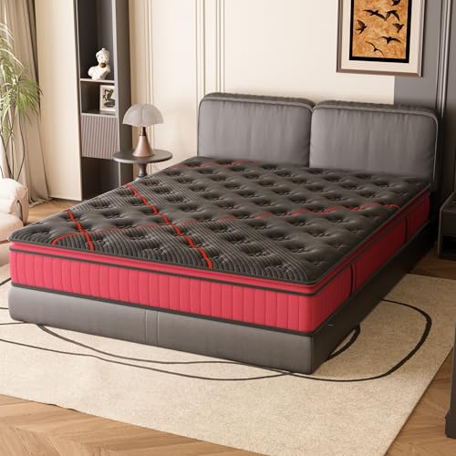 DEWINNER Matelas 140x190 cm, Épaisseur 30 cm, Mousse à Mémoire de Forme, Ressorts Ensachés, 7 Zones Ergonomiques, Hybride, Fermeté Moyenne, Respirant et...