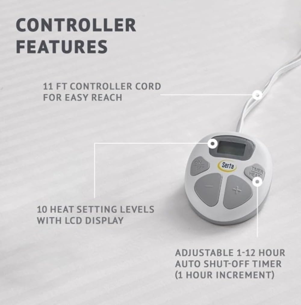 Serta Heated Mattress Pad controller features