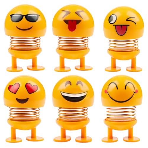 VEOIRXU 6 Pièces Figurine à secouer, Décoration pour Le Salon, Voiture, Le Bureau, Le Bureau, l'entrée, la Salle de Bain Super Cadeau (6 Expressions Différentes)