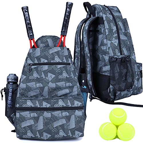 Tennis Backpack for Women and Menï¼ŒLarge Tennis Bag Racket Bag to Hold Rackets, Balls and Other Accessories of Tennis, Pickleball, Racketball, Badminton(Grey)