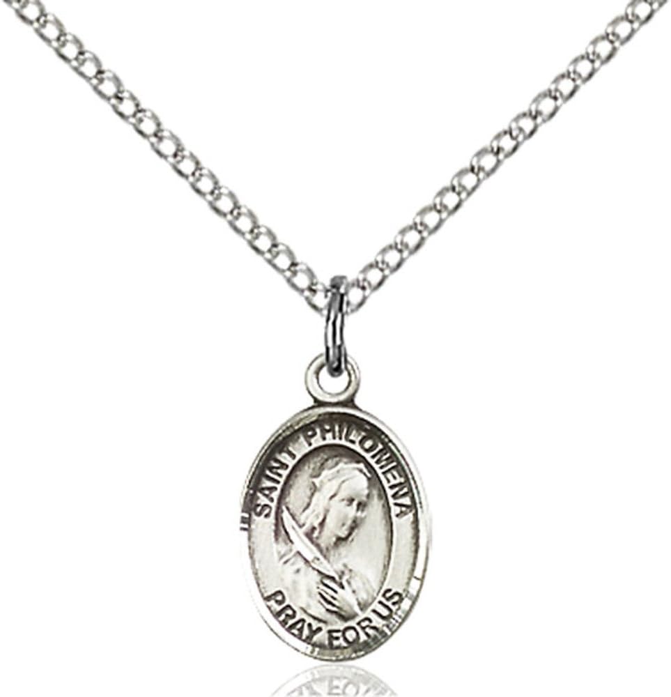 Bonyak Jewelry St. Philomena Hand-Crafted Oval Medal Pendant in Sterling Silver
