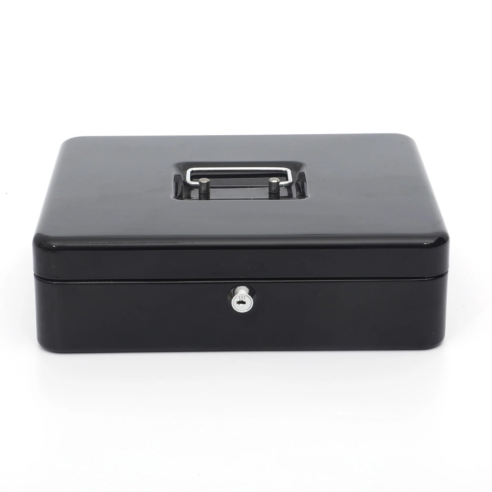 cassetto portadenaro, Salvadanaio in metallo con serratura for contanti, grande scatola di sicurezza in acciaio chiave(20x16x9cm)