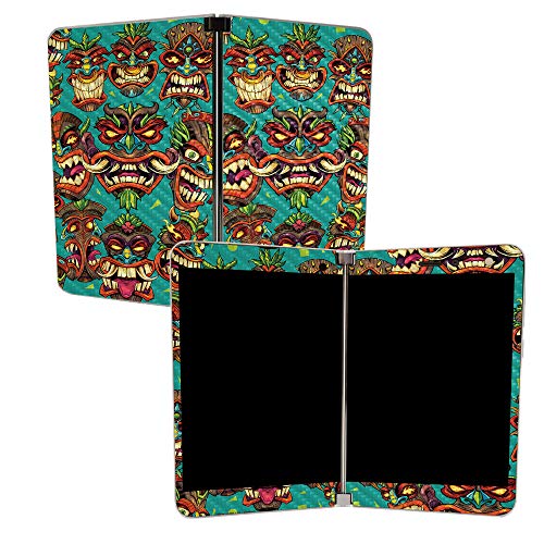 Image of MIGHTY SKINS MightySkins Carbon Fiber Skin for Microsoft Surface Duo - Crazy Tikis | Protective, Durable Textured Carbon Fiber Finish | Easy to Apply, Remove, and Change Styles | Made in The USA