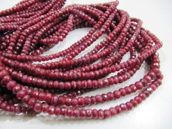 Rubis naturel perles facettées 4-5mm LKBEADS pour création bijoux haut de gamme
