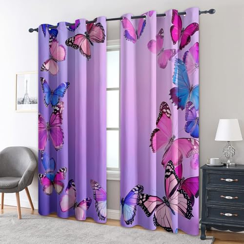 Butterfly Curtains Bedroom, 46x72 - Purple Blackout Curtains & Decor, Living Room,...