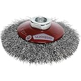 Osborn Kegelbürste für Winkelschleifer 115 mm, Durchmesser 100 x 10 mm Gewinde M 14 x 2, gewellter Stahldraht 0,30 mm TÜV geprüft, rot, 2512161