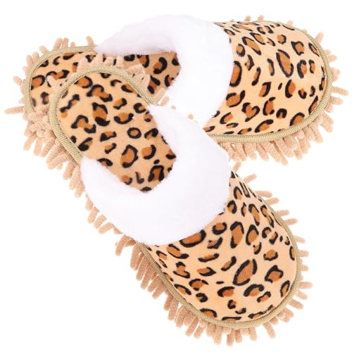 Garneck Pantoufles-serpillères en Chenille Lavables et Réutilisables pour Balayage de Poussière, Nettoyage de Sol et Vitre, pour Ménage à Domicile, 1 Paire