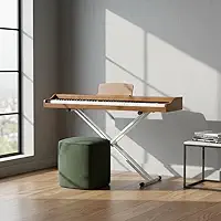 Piano Digital 88 Teclas Sensíveis Premium Amadeirado Marrom