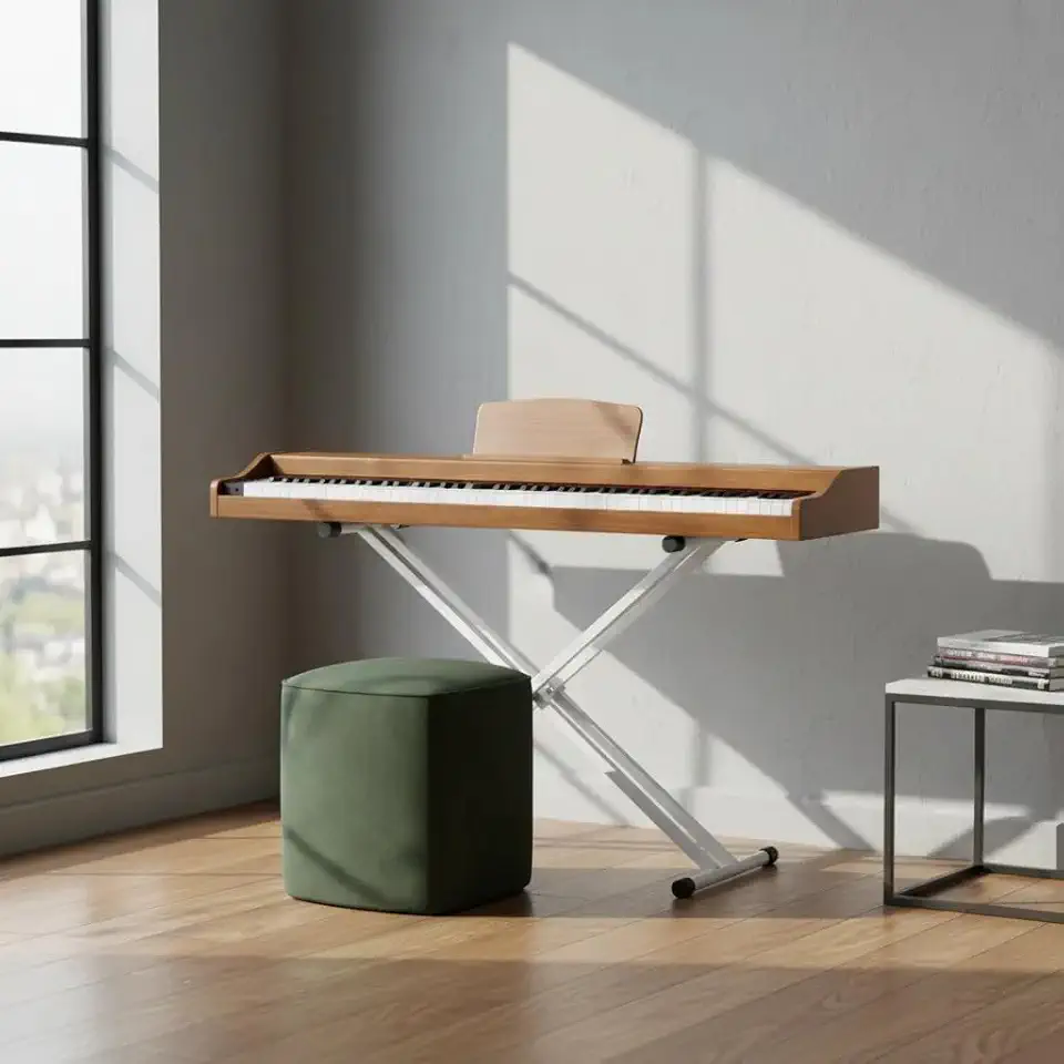Piano Digital 88 Teclas Sensíveis Premium Amadeirado Marrom