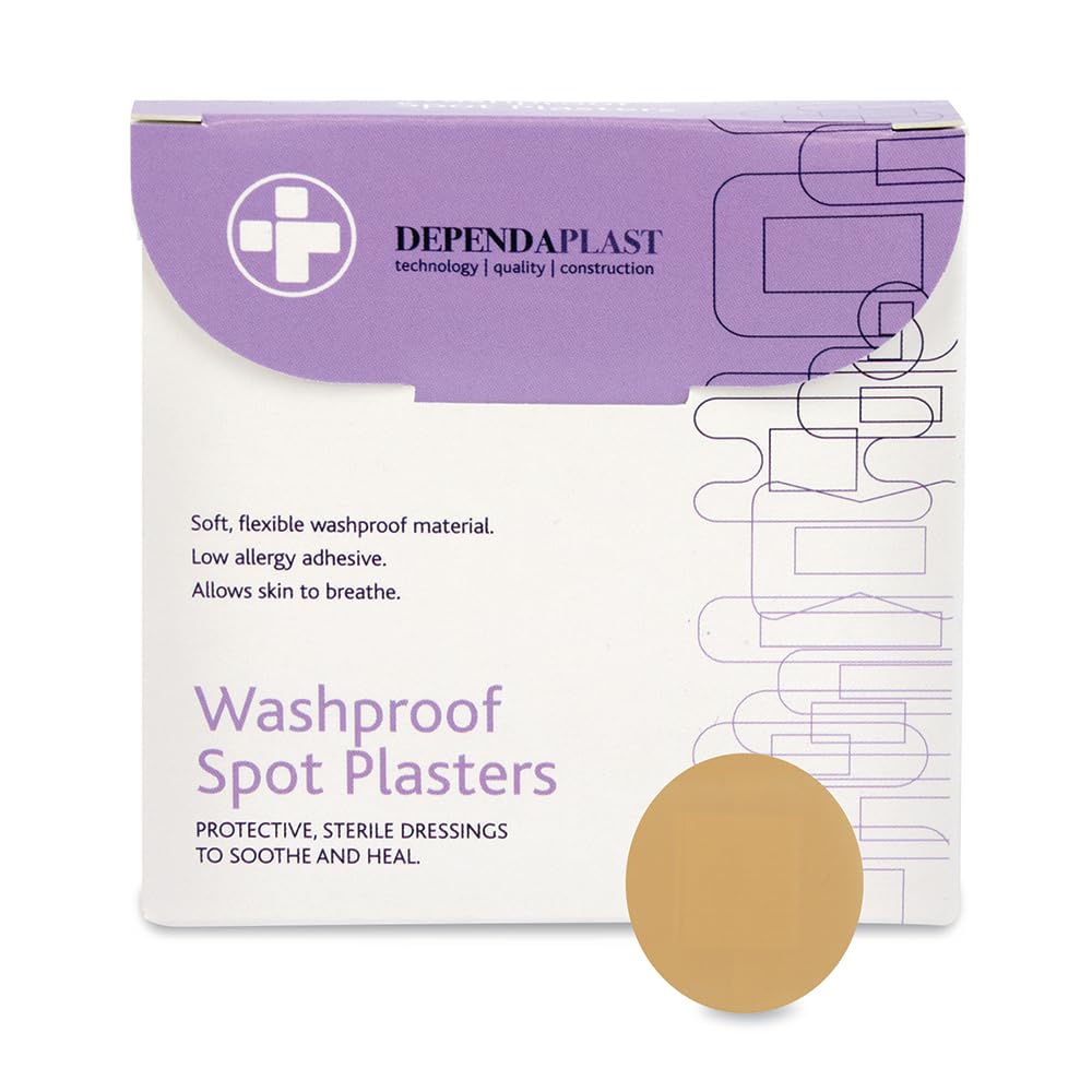 Dependaplast washproof spot plasters - Flexible PU Plastic Film, Secure Adhesive, Breathable, Waterproof - Box of 100