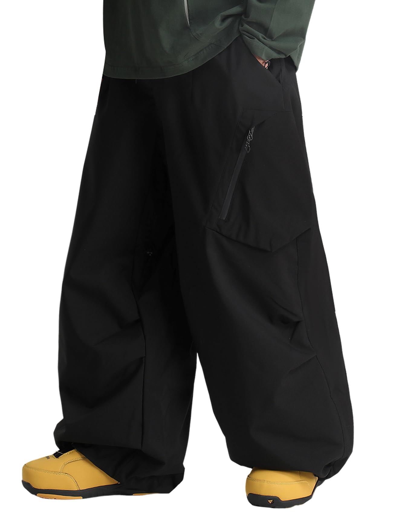 GSOU SNOW Womens Snow Pants Mens Baggy Snowboard Ski Pants for Snowsports | 15K Waterproof,10K Breathable,Super Baggy,Waist Powder Gaiter,Thigh Vent Zipper,Adjustable Cuffs Drawstring,Snowboarding