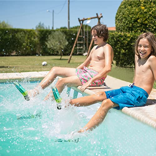 Image of Kids Short Swim Fins, Lap Training Flippers for Pool Youth Beginners | Soft Silicone Swimming Fins with Mesh Storage Bag for Children, Boys, Girls & Women