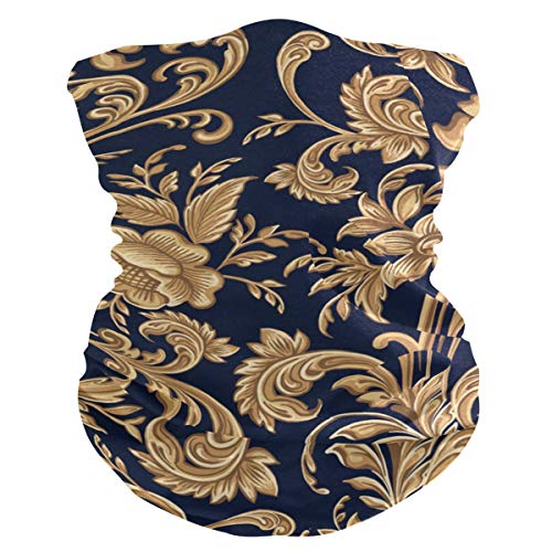 AGONA Mascarilla Facial Decorativa Floral Dorada para Ciclismo, Camping y Correr - Pañuelo sin Costuras, Gorro de Cuello, Gaiter, Balaclava Unisex miniatura 1