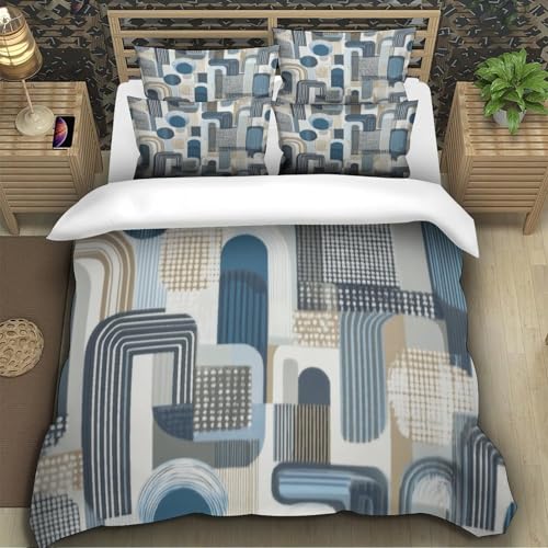 Housse de couette design géométrique moderne finition 3D