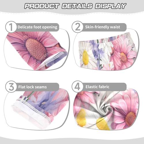 Bolaz Toddler Girls Leggings Printed Yoga Pants Leggings Pink White Purple Flower for Kids3