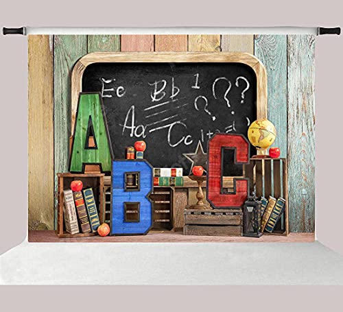 Kate 10x6.5ft Welcome to School Photo Backdrops Classroom Colorful Wood Wall Blackboard ABC Letter Photography Background Classmate Students Kids Backdrop for Shooting