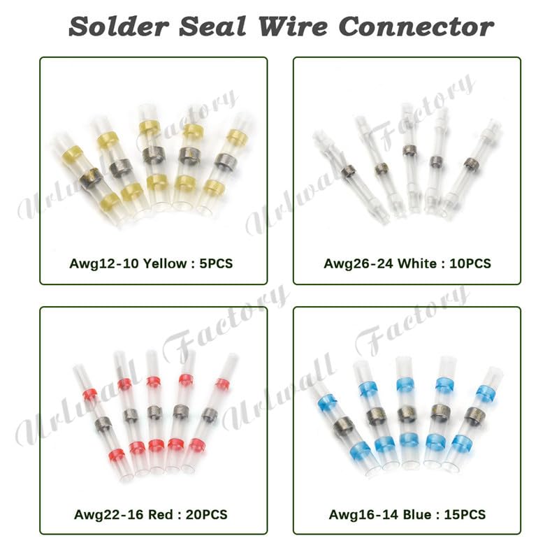 200PCS Thicken Waterproof Heat Shrink Solder Seal Butt Connectors Electrical Wire Cable Soldering Sleeve Crimp Terminals Kit