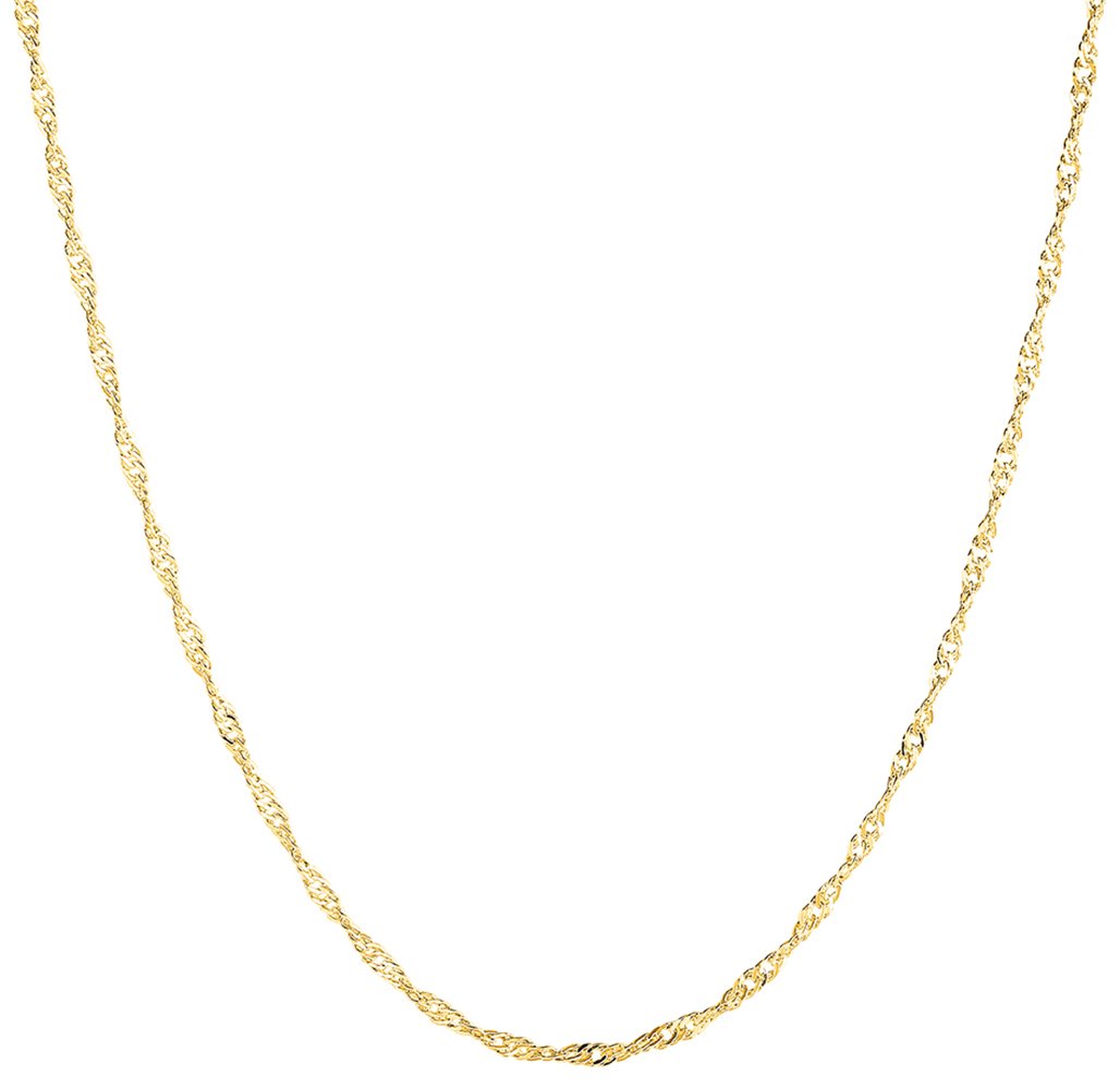 Goldenchen Fashion Gold Plated 1.5mm 18Inch Wave Chain Necklace Jewelry (Gold)