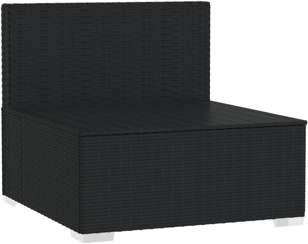 4-Seater Black PE Rattan Sofa, Powder-Coated Steel Frame, Plush Polyester Cushions for Outdoor Patio Seating