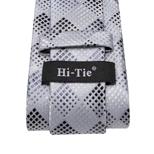 Image of Hi-Tie Men's Silk Ties Formal Woven Classic Necktie Pocket Square Cufflinks Lapel Pin Set Wedding Business