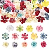 Bewudy 50 Stück Mini Kunstblumen Blumenköpfe, Mehrfarbig Künstliche Blumen Köpfe Zum Basteln 4cm Seidenblumen Blütenköpfe Fake Rosen Blumendeko für DIY Basteln Scrapbooking Hochzeit Home Handwerk