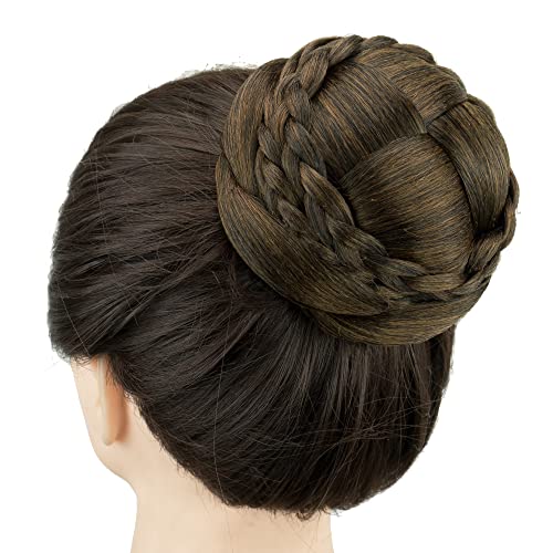 IMISSU Moño Bailarina Trenzado Postizos de rosquilla para cubrir el cabello Moño para el cabello Scrunchie Peluca Updo para mujer (M2 Mezcla Marrón) Cover