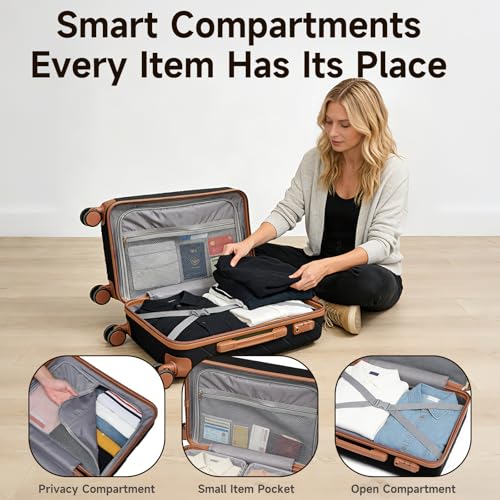 Image of Luggage Set 2-Piece, ABS Hardside Lightweight Suitcase with 8 Smooth Spinner Wheels for Business and Travel (14 /20 Blue)