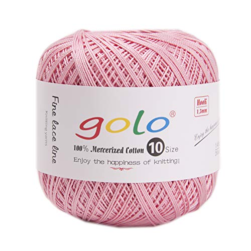 Image of golo Crochet Thread for Crocheting Size10 Light Pink Yarn for Tatting 102