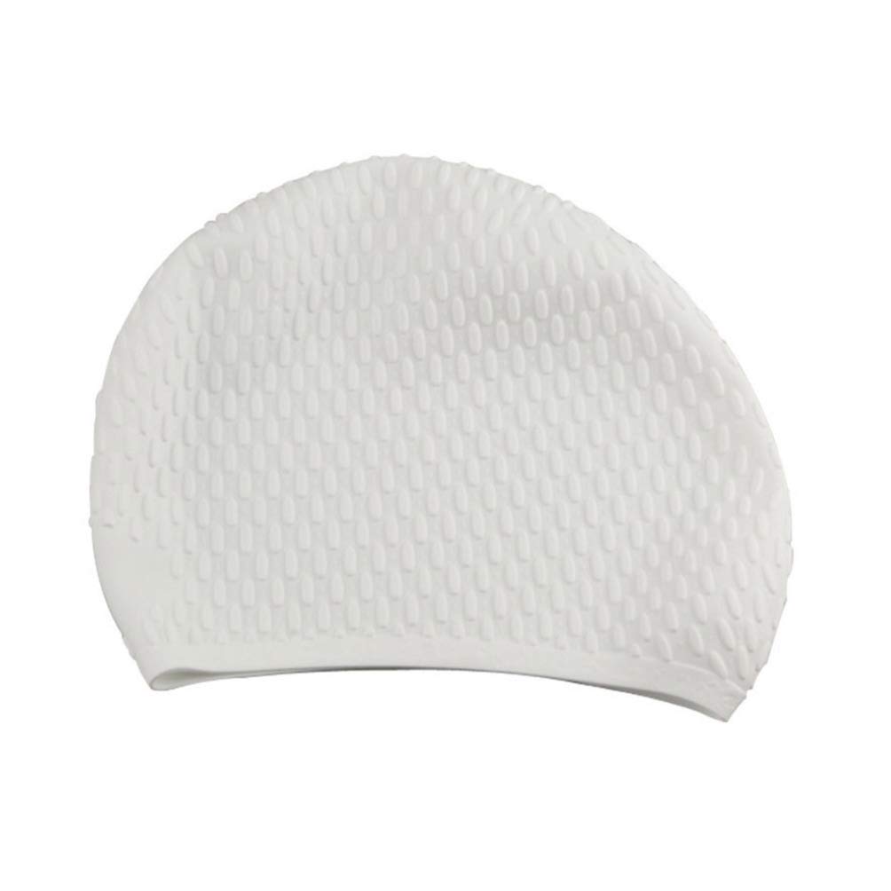 BESPORTBLE Silicone Swimming Cap Waterproof Swimming Hat for Long Hair Ear Protection Bathing Caps for Girls Women Female (White)