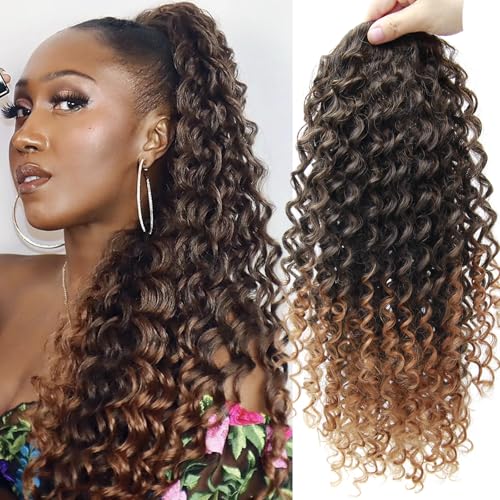 YXCHERISHAIR Ponytail Extension,Curly Wavy Ponytail Ombre Blonde Drawstring Ponytail Hair